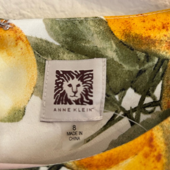 Anne Klein-NWT Lemon Print Dress tie waist size 8 - Picture 4 of 5